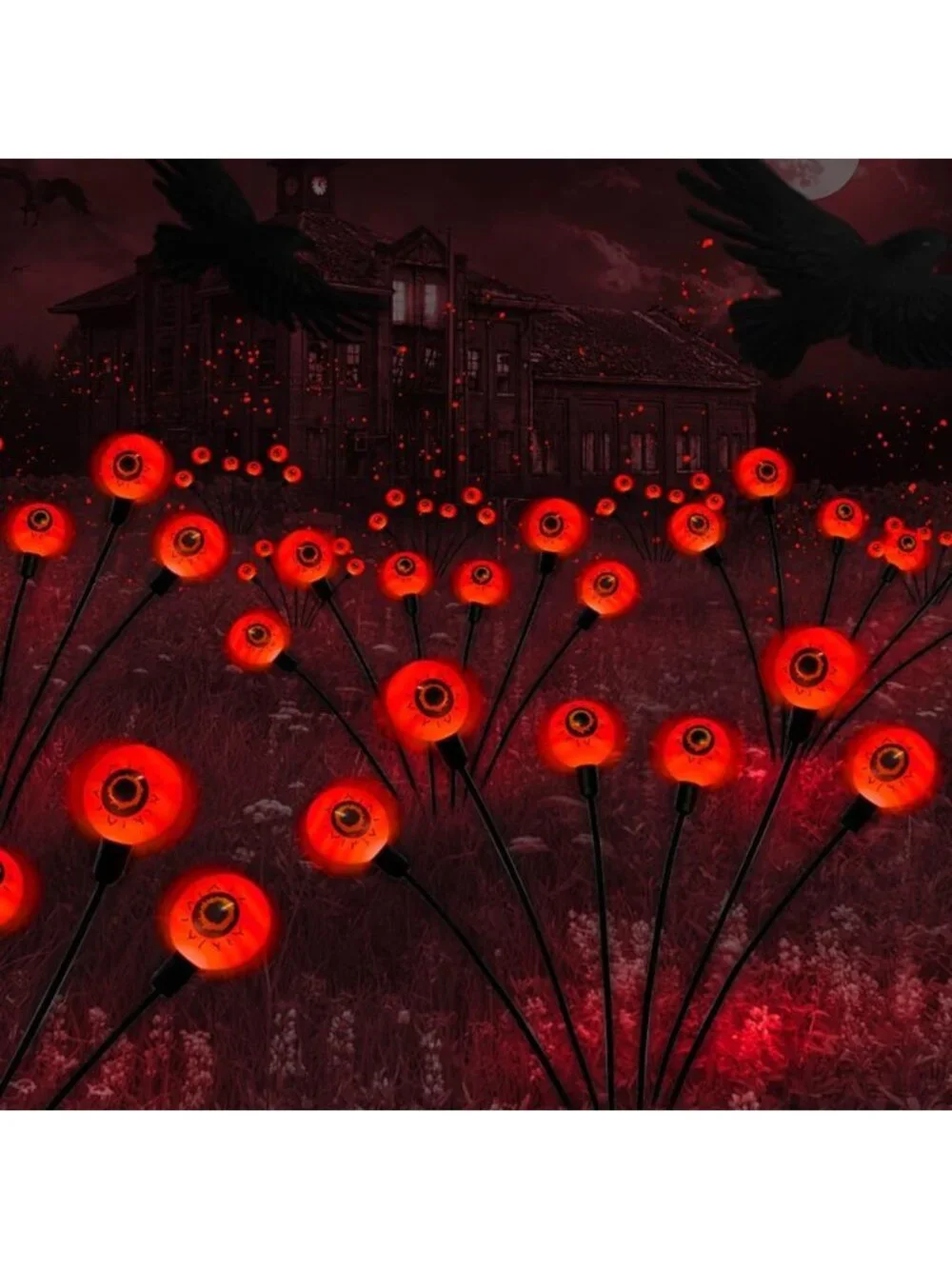 Solar Halloween Decorations - 12 LED Spooky Eyeball Lights, Outdoor Garden